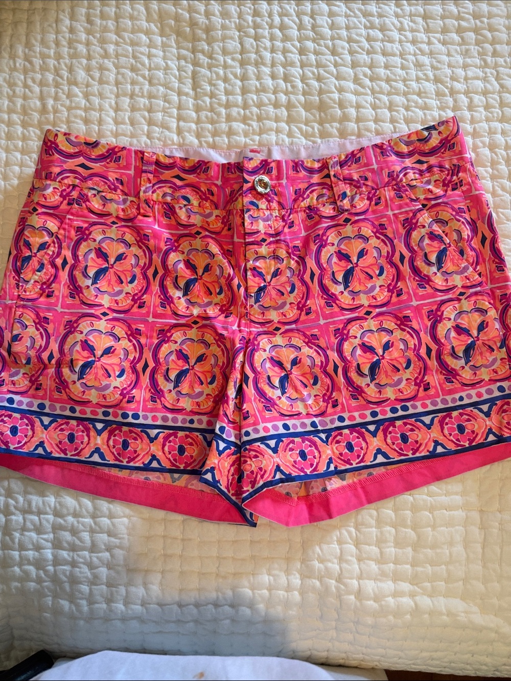 Lilly Pulitzer Pink Orange Tile-Print Breezy Shorts